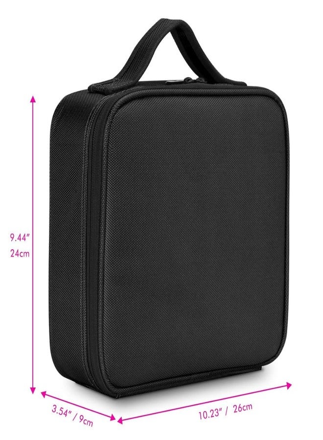 Kian Professional Travel Makeup Cosmetic Case Organizer Artist Storage Bag with Adjustable Dividers for Cosmetics Makeup Brushes Toiletry Vanity Bag Jewelry Digital Black (Size 26 x 23 x 9 cm) - Image 2