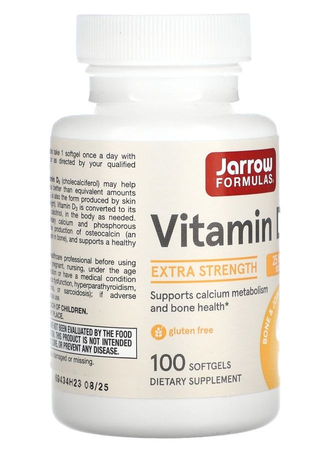 jarrow formulas Vitamin D3 Extra Strength 25 mcg (1000 IU) 100 Softgels  - Image 2