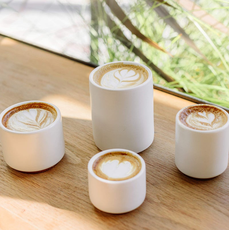 Fellow Monty Milk Art Espresso Cups - Small Double Wall Ceramic Demitasse, Matte White with Copper Base, 3 oz Cup (Set of 2) - Image 5