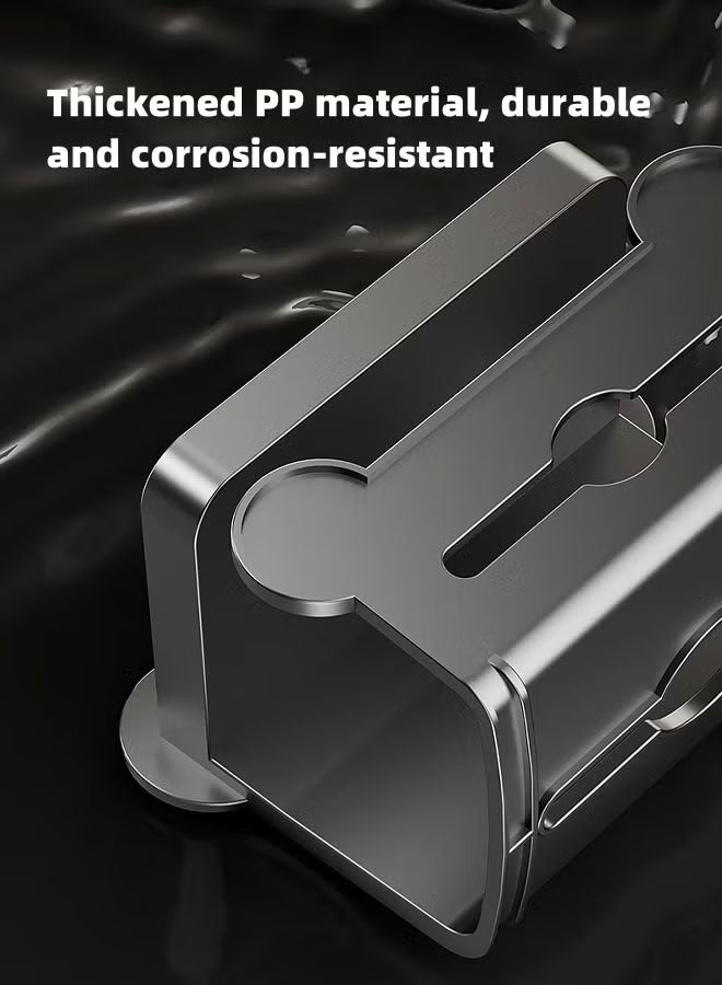 MLADEN Tissue Box For Bathroom, Wall Mounted Waterproof Toilet Paper Holder, Self Adhesive Tissue Dispenser Dryer Sheet Holder, Tissue Storage With Shelf, Phone Holder for Bathroom Kitchen Living Room Bedroom Office (Black) - Image 5