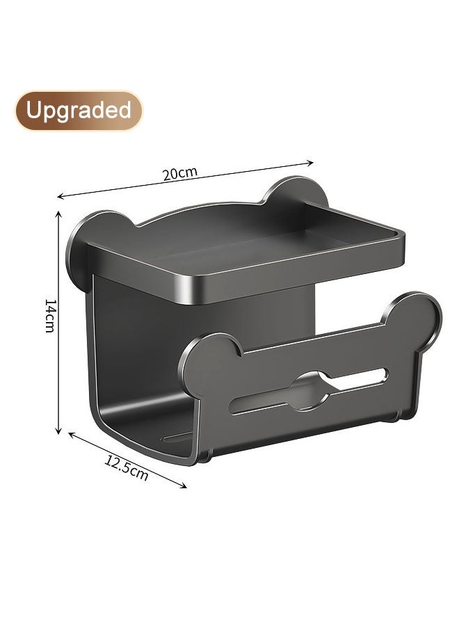 MLADEN Tissue Box For Bathroom, Wall Mounted Waterproof Toilet Paper Holder, Self Adhesive Tissue Dispenser Dryer Sheet Holder, Tissue Storage With Shelf, Phone Holder for Bathroom Kitchen Living Room Bedroom Office (Black) - Image 2