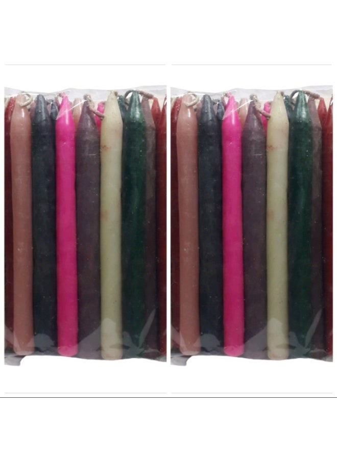 Lighting candles - multi-colored - unscented - 15 cm long, 12 mm diameter - for events and emergencies - bag contains 25 candles (offer 2 bags = 50 multi-colored candles)