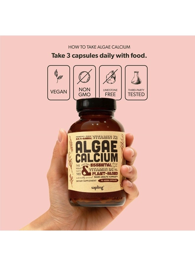 sapling Calcium Supplement - Whole Food with Vitamin K2 & D3, Magnesium, Zinc, Boron, Mineral Complex. Sourced Sustainably from Red Algae. for Bone Strength and Support. Non-GMO & Vegan 90 Capsules.  - Image 5