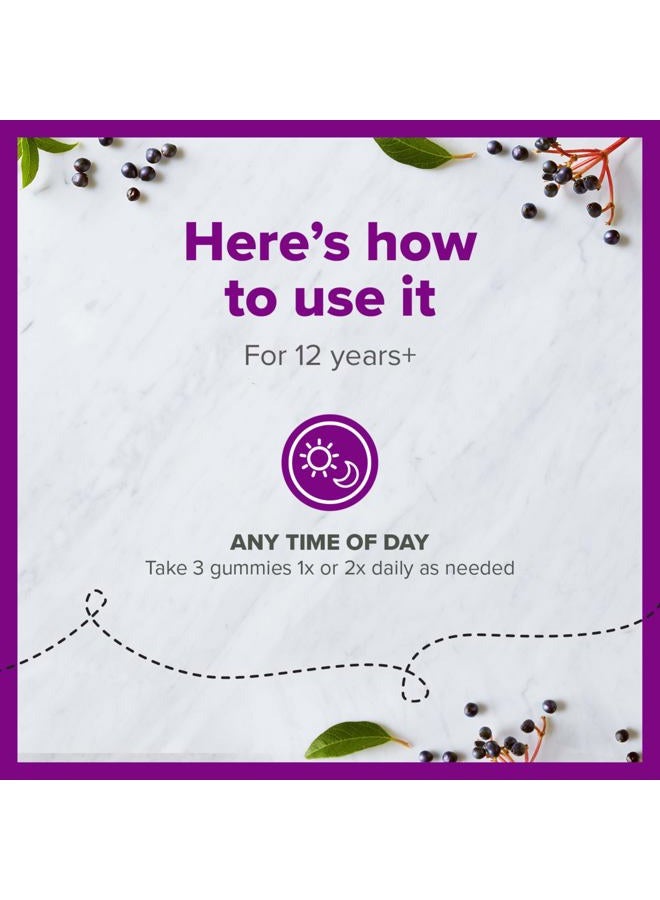 Zarbee's Elderberry Gummy Daily Immune Support Supplement with Vitamins A, C, D, E & Zinc, Black Elderberry Fruit Extract, Natural Berry Flavor, 60 Count - Image 5