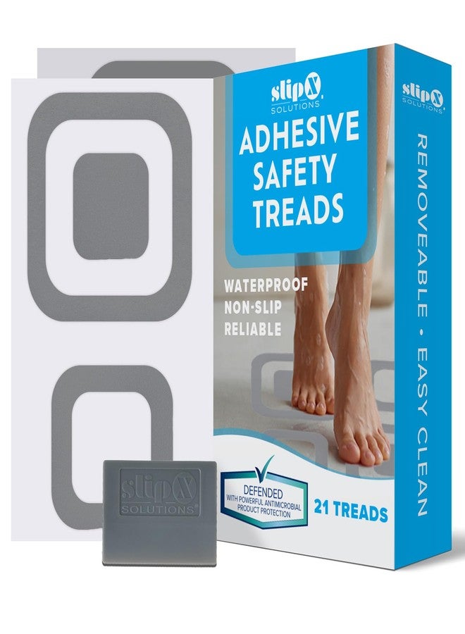 SlipX Solutions Square Adhesive Anti-Slip Safety Treads, Reliable Grip for Bathtubs, Showers, Stairs & More, Power Grip Floor Grips (21 Count, Gray) Design Your Own Pattern - Image 1