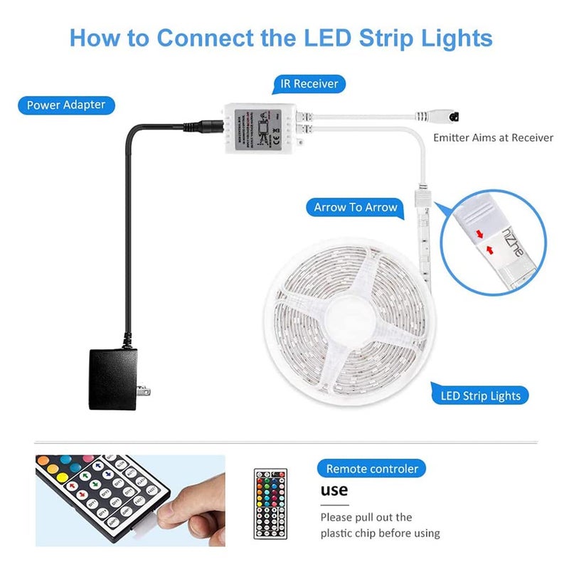 DAYBETTER Led Strip Lights 16.4ft Waterproof Color Changing Led Lights with Remote Controller - Image 3