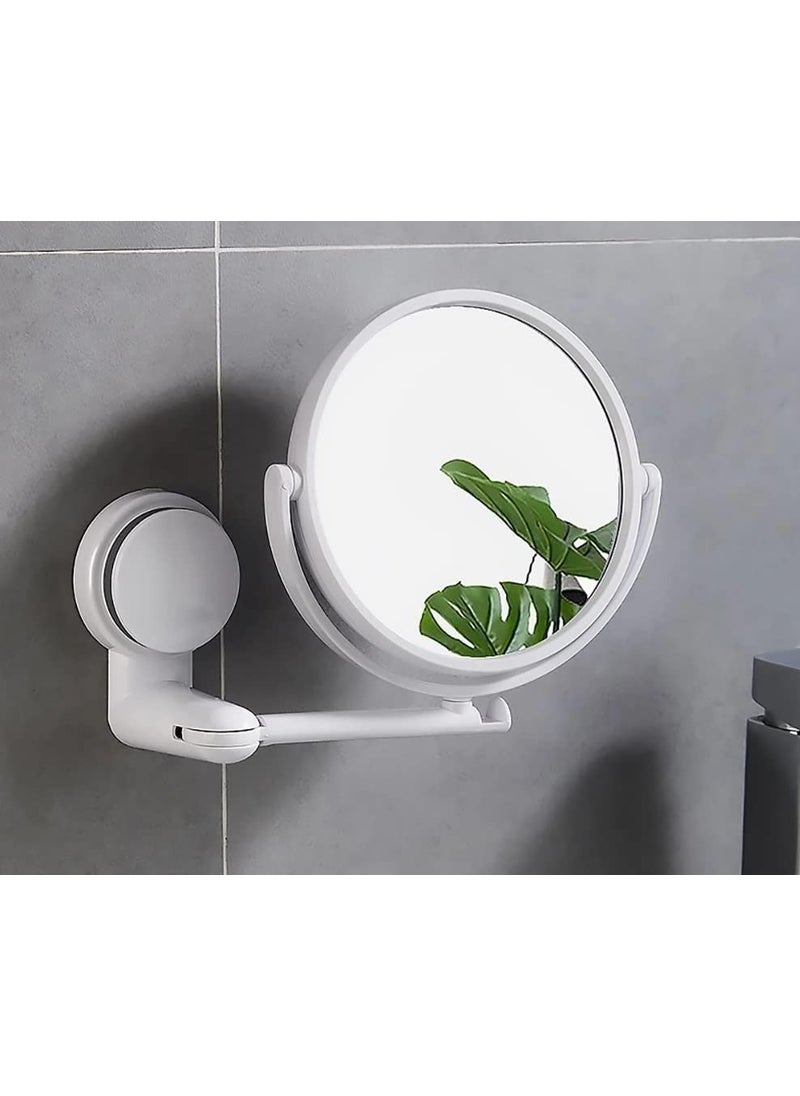 Seadra Seadra Toilet Household Mounted Makeup Glass Folding Round Office Home Sided Perforating Hotel Bar Cosmetic No Single Vanity Wall Rotating Makeup Mirror Bathroom Swivel  - Image 1