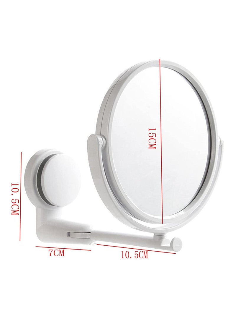 Seadra Seadra Toilet Household Mounted Makeup Glass Folding Round Office Home Sided Perforating Hotel Bar Cosmetic No Single Vanity Wall Rotating Makeup Mirror Bathroom Swivel  - Image 2