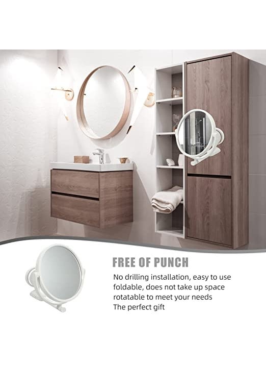 Seadra Seadra Toilet Household Mounted Makeup Glass Folding Round Office Home Sided Perforating Hotel Bar Cosmetic No Single Vanity Wall Rotating Makeup Mirror Bathroom Swivel  - Image 4