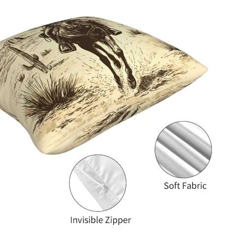 Worltoldb Throw Pillow Covers Set of 4 Decorative Soft Linen Fabric Square Cushion Case for Room Bedroom Sofa Car 18x18 (Western Cowboy, 18"x18") - Image 5