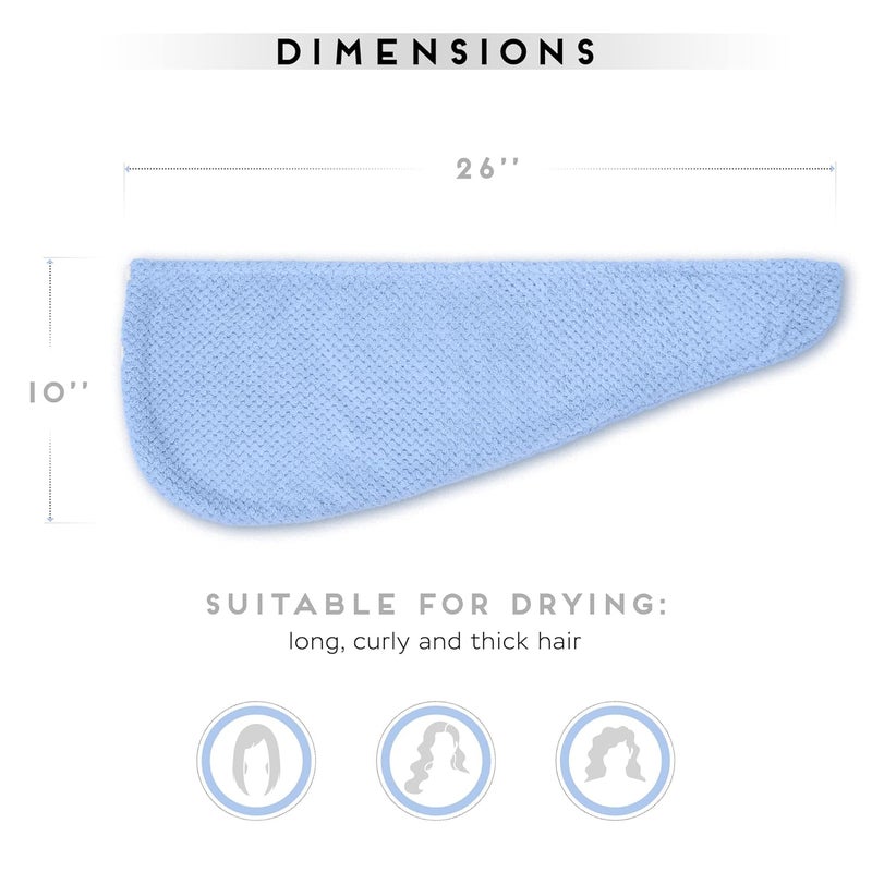 SimpleField 2 Pack Microfiber Hair Towel Wrap for Women, Anti Frizz Quick Drying Hair Turban for All Hair Style, Absorbent and Lightweight (Blue+Pink) - Image 5