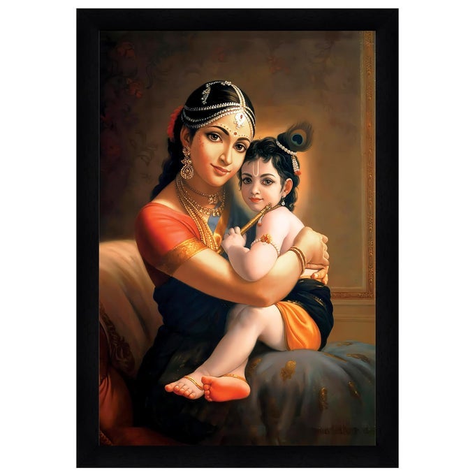 YASHODA NANDLALA PAINTING WITH FRAME 13 INCHES X 10 INCHES