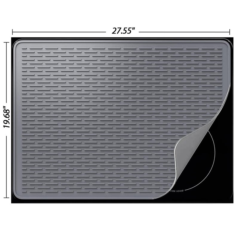 YUHFERA Stove Top Cover for Electric Stove - Silicone Stove Mat for Glass Top, Glass Cooktop Protector, XL Dish Drying Mats For Kitchen,Oven Covers for Electric Stove (Gray,28 x 20) - Image 2