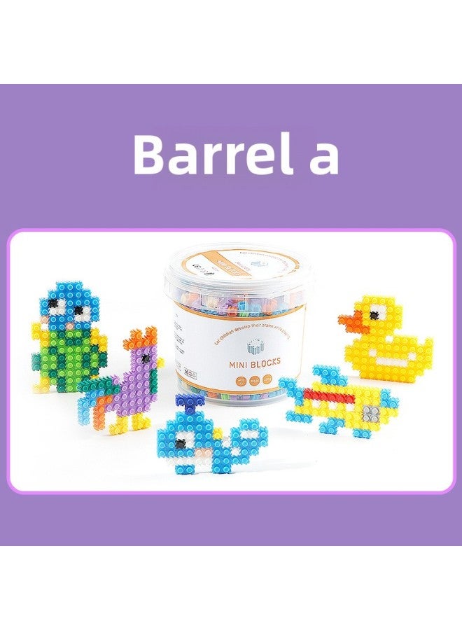 Children's Educational Small Particle Building Blocks Handmade DIY10mm Barrel Flat Miniature Building Blocks Assembling Toys Suit-Color:Barrel A - Image 1