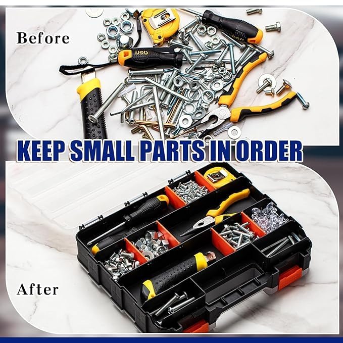 ISTARA Istara 4Pcs Durable Hand Tool Storage Box Hardware Parts Organizers Compartment Small Parts Organizer Storage Box Hardware Tool Organizer with Removable Dividers  - Image 5