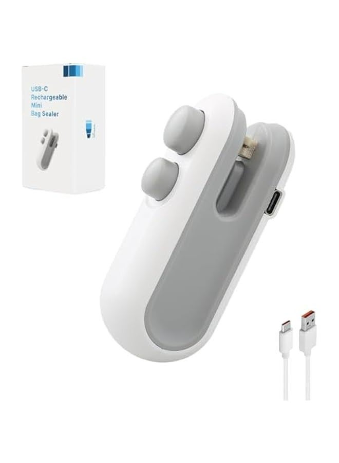 USB-C Rechargeable Mini Bag Sealer with Cutter, Magnet - 2 in 1 Heat Seal Resealer for Snack Bags - Image 1