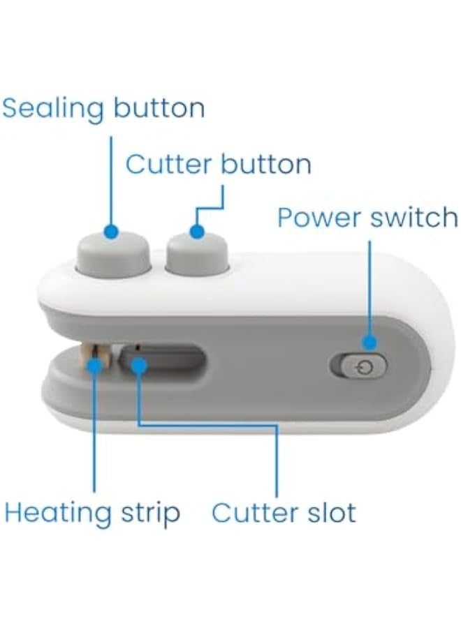 USB-C Rechargeable Mini Bag Sealer with Cutter, Magnet - 2 in 1 Heat Seal Resealer for Snack Bags - Image 3