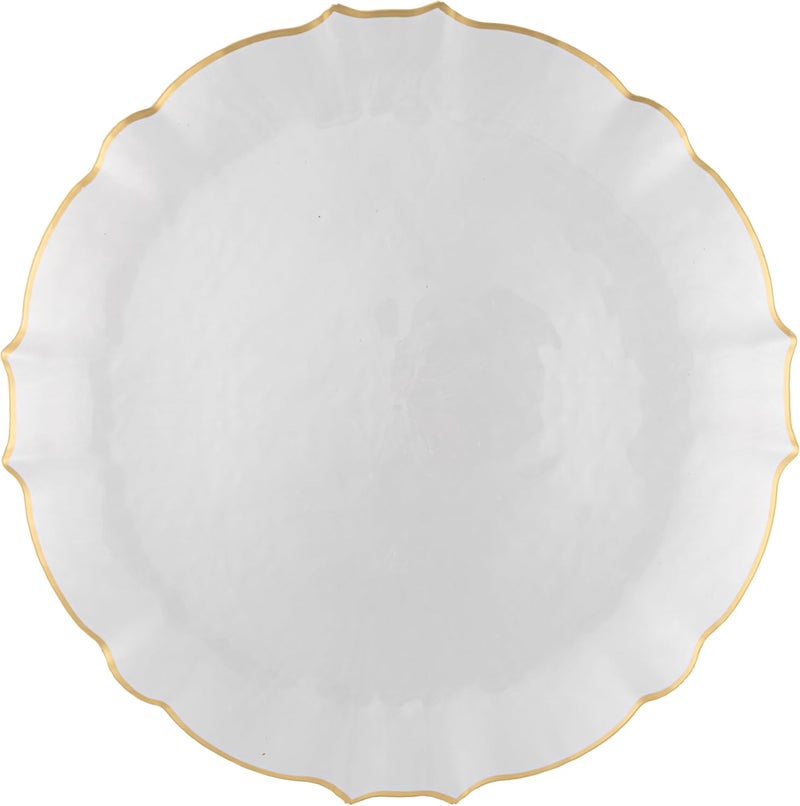 PLASTICPRO 24 Piece Aristocratic Combo Plastic Dinner Plates Disposable Plastic Fancy Heavy Duty Party Dishes 12, 7'' inch and 12, 10'' inch, Pearl White With Gold Rim - Image 4