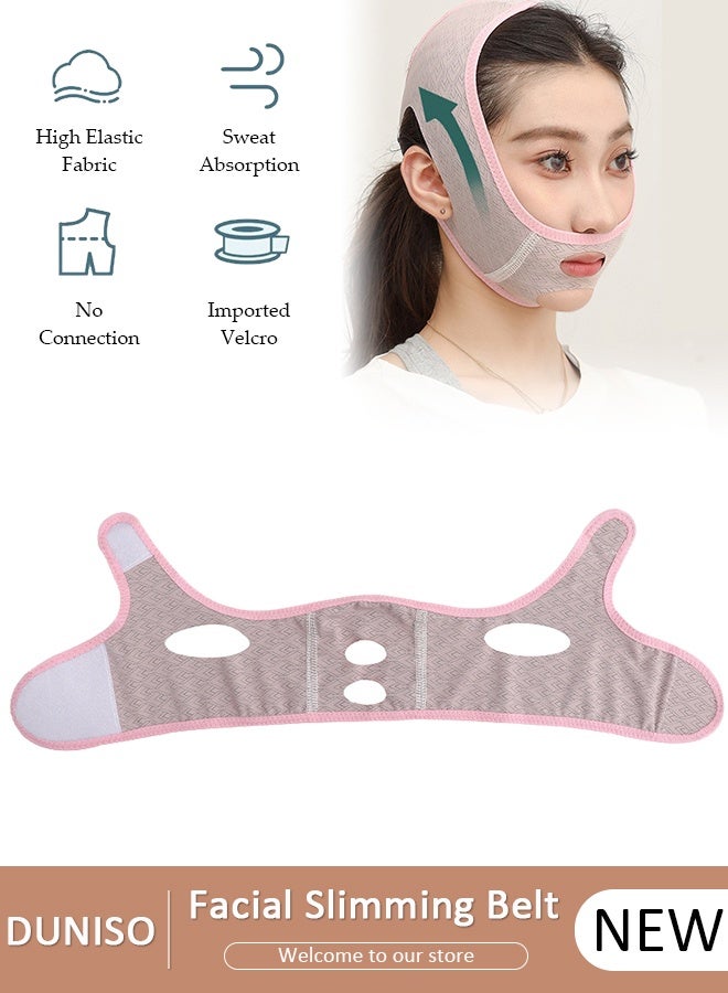 DUNISO حزام تنحيف شد الوجه، حزام رفع الخد على شكل حرف V، رقعة الذقن المزدوجة لتقليل الذقن، حزام حزام تصحيح الذقن المضاد للتجاعيد للنساء والرجال - Image 1