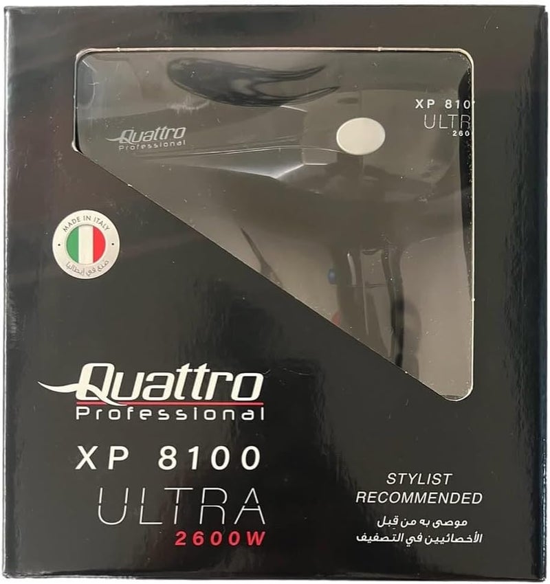 Quattro Professional Quattro Hair Dryer XP 8100 Ultra 2600W Black - XP 8100 ULTRA 2600W Black Hair Dryer - Image 3