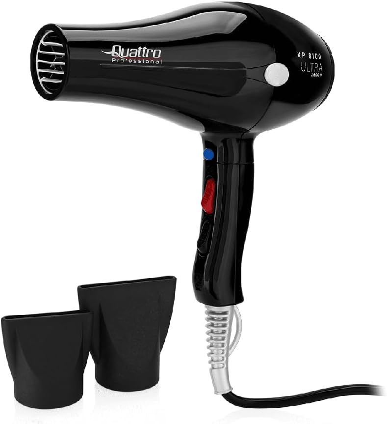 Quattro Professional Quattro Hair Dryer XP 8100 Ultra 2600W Black - XP 8100 ULTRA 2600W Black Hair Dryer - Image 1