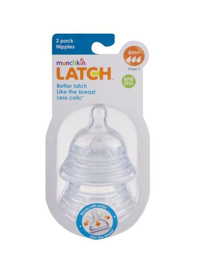 Munchkin Pack Of 2 Latch Bottle Nipple, 6+ Months - Clear - Image 3
