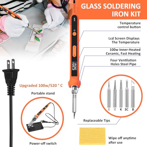 Precizex Stained Glass Kits for Adults Complete Stained Glass Supplies with 100W Soldering Iron Kit and Glass Cutter Tool Kit Perfect Stained Glass Starter Kit for Beginners and Experienced Crafters - Image 4