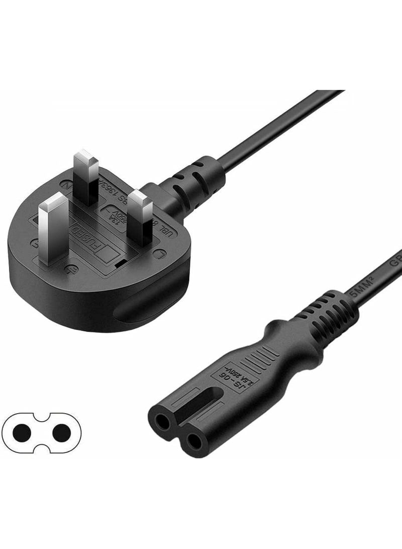Adando 3 M Figure 8 Power Cable, IEC C7 to UK 3 Pin Mains Plug Lead, Pure Copper Core, 250V 13A with 13A Fuse, Compatible with TV, Monitor, Printer, Projector, Laptop Charger （Black） - Image 1