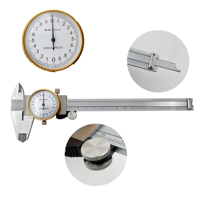 LYFJXX LYFJXX Dial Calipers 15 cm, 0.02 mm Accuracy Stainless Steel Vernier Caliper Imperial Caliper Shockproof Metric Measuring Tool  - Image 1