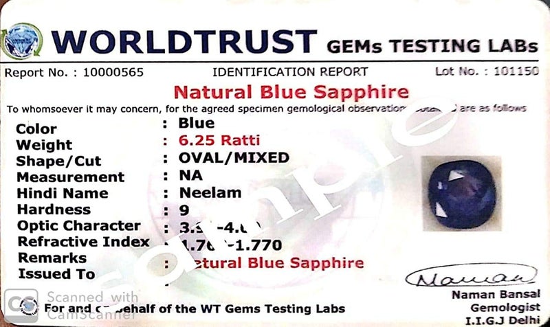 7.00 راتي حجر نيلا م أصلي معتمد، قيراط، سريلانكا