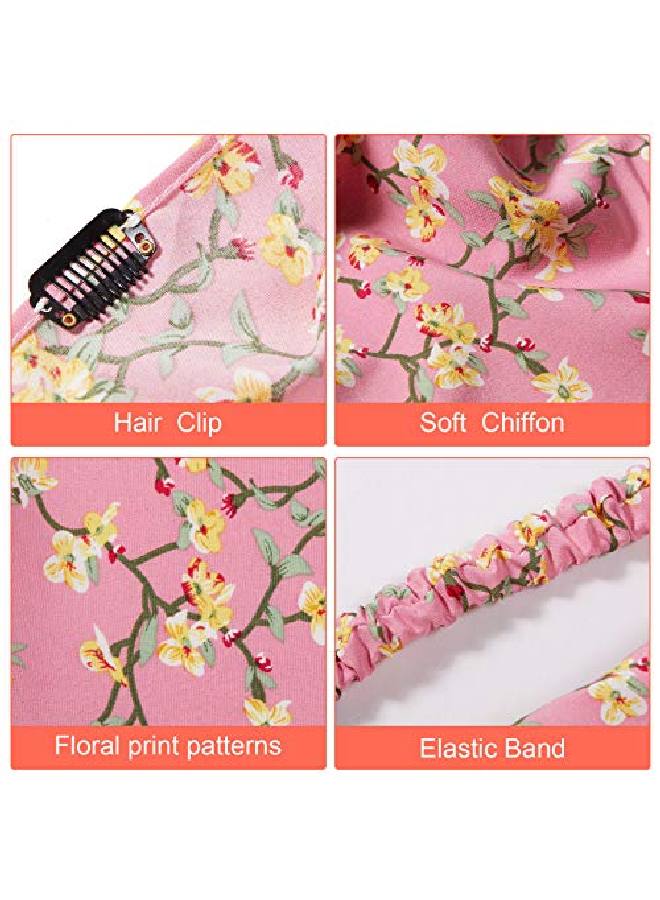 Syhood 9 Pieces Floral Elastic Hair Scarf Headband Vintage Chiffon Triangle Kerchief Headband Print Floral Hair Scarves Turban Boho Hair Bandanas With Hair Clips For Women Girls Hair Accessories - Image 4