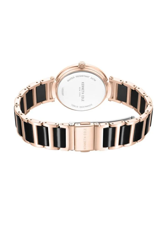Kenneth Cole New York Modern Classic Women's 34mm Watch with Black Dial & Rose Gold-Black Stainless Steel Bracelet