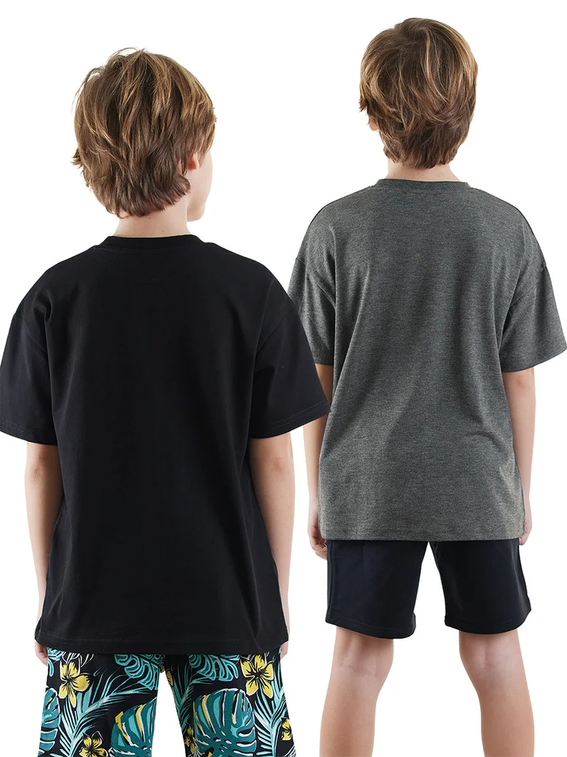 Denokids 2 Pack Boy Black&Anthracite T-shirts