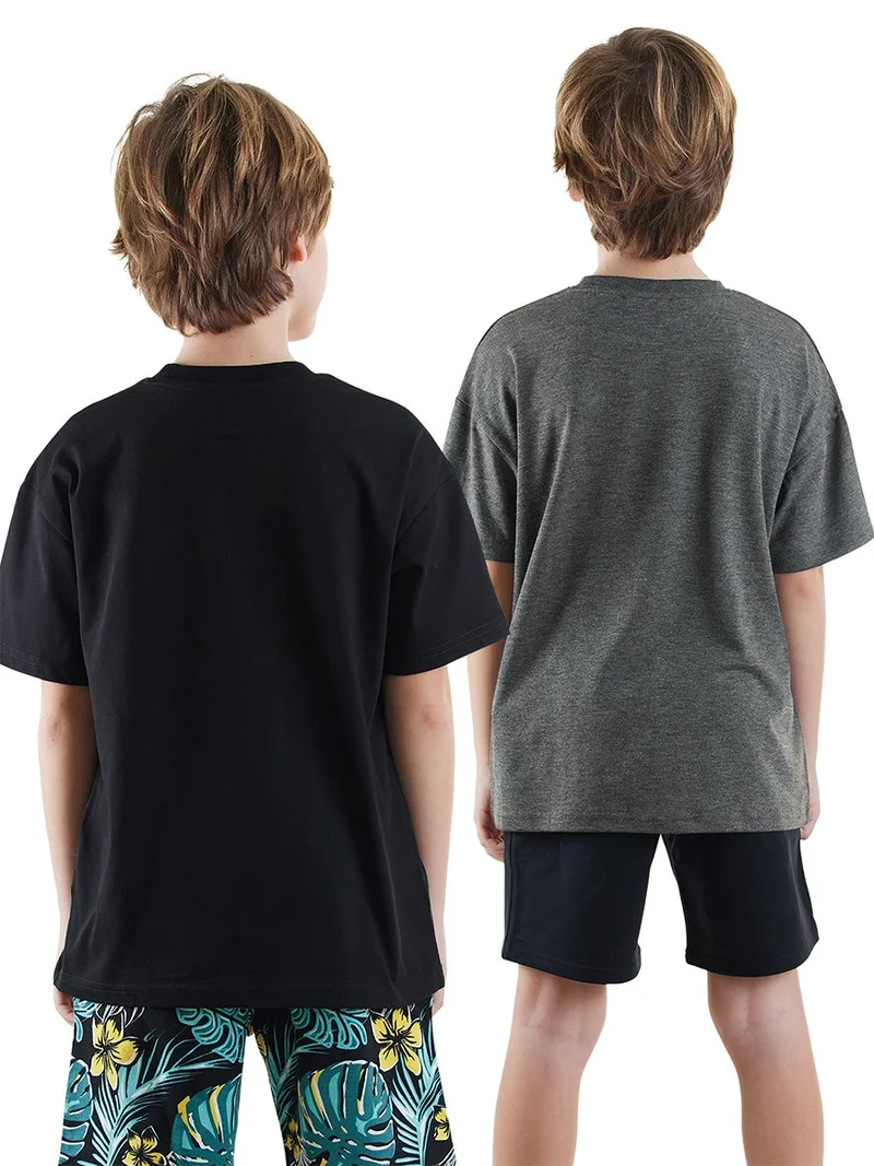 Denokids 2 Pack Boy Black&Anthracite T-shirts