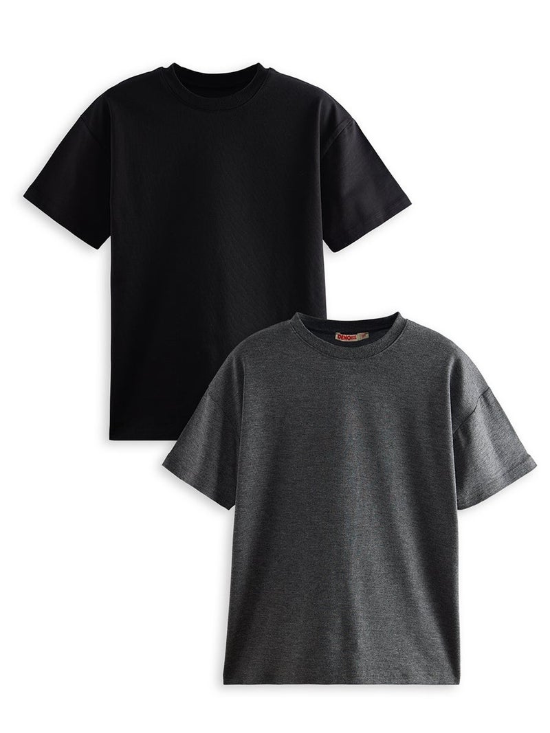 Denokids 2 Pack Boy Black&Anthracite T-shirts - Image 3