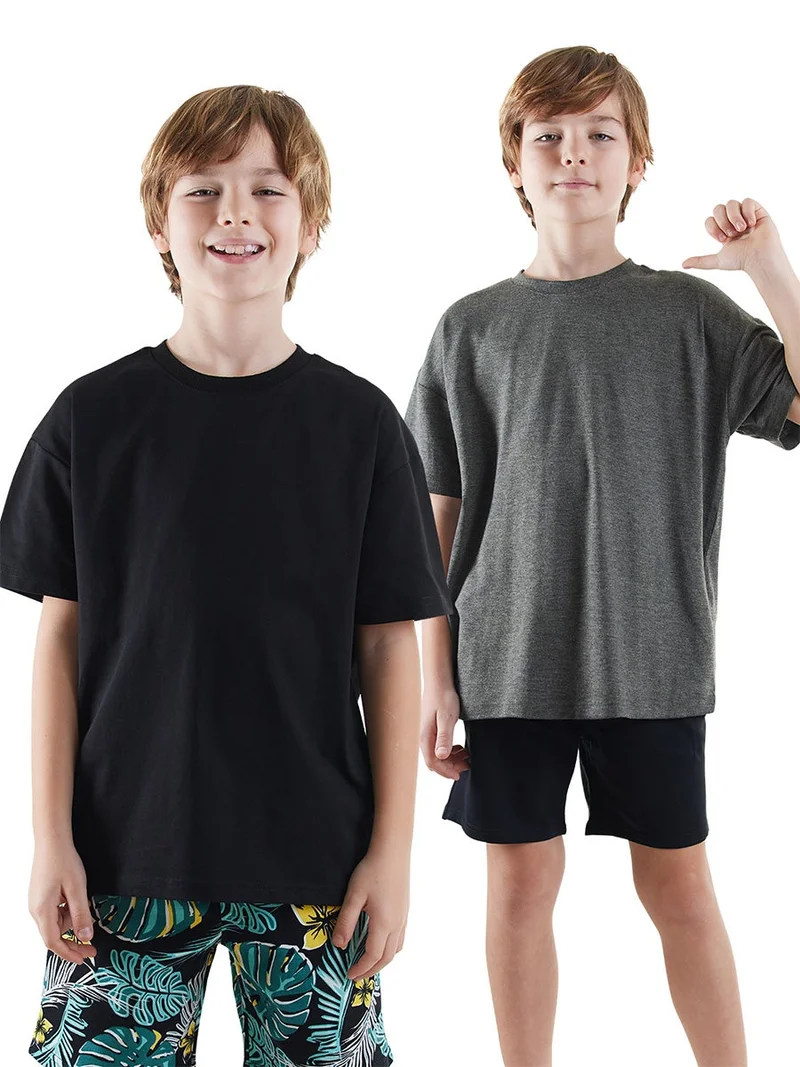 Denokids 2 Pack Boy Black&Anthracite T-shirts
