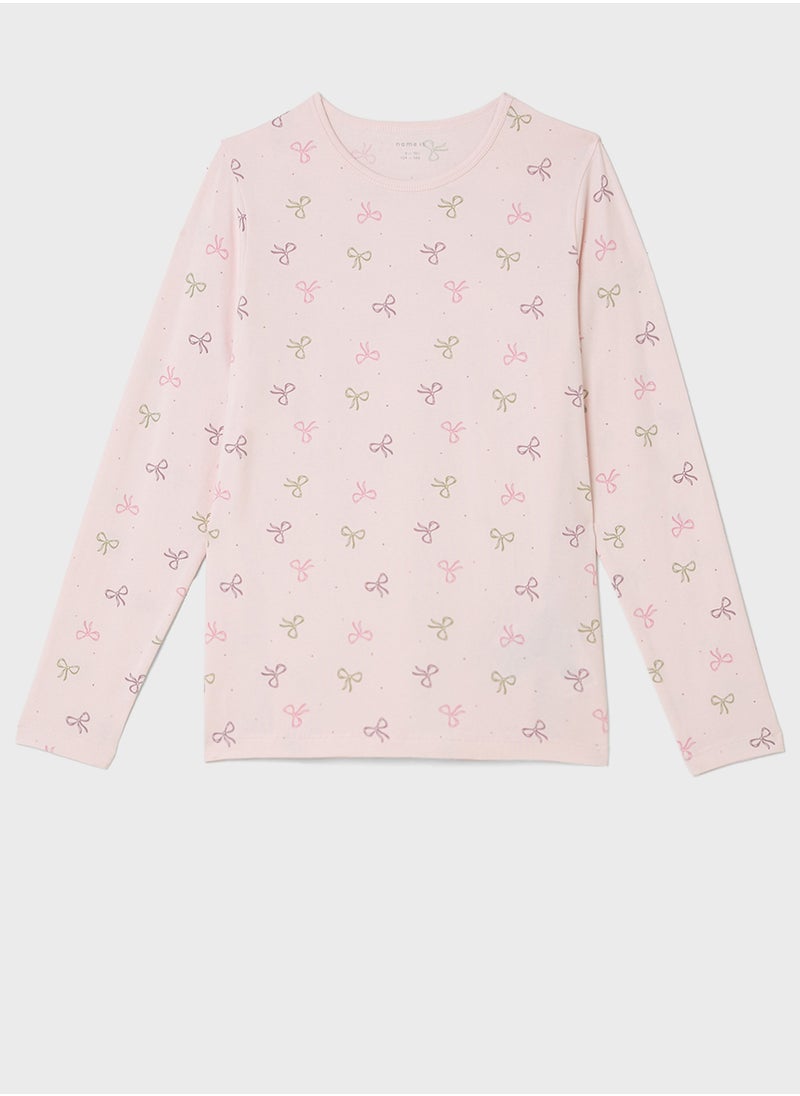 NAME IT - Kids Bow Printed Pyjama Sets - Image 1