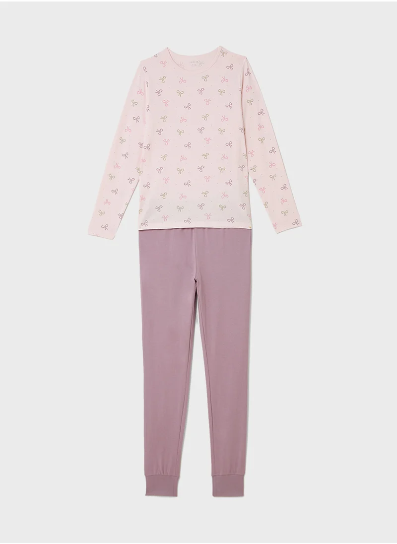 نيم ات Kids Bow Printed Pyjama Sets