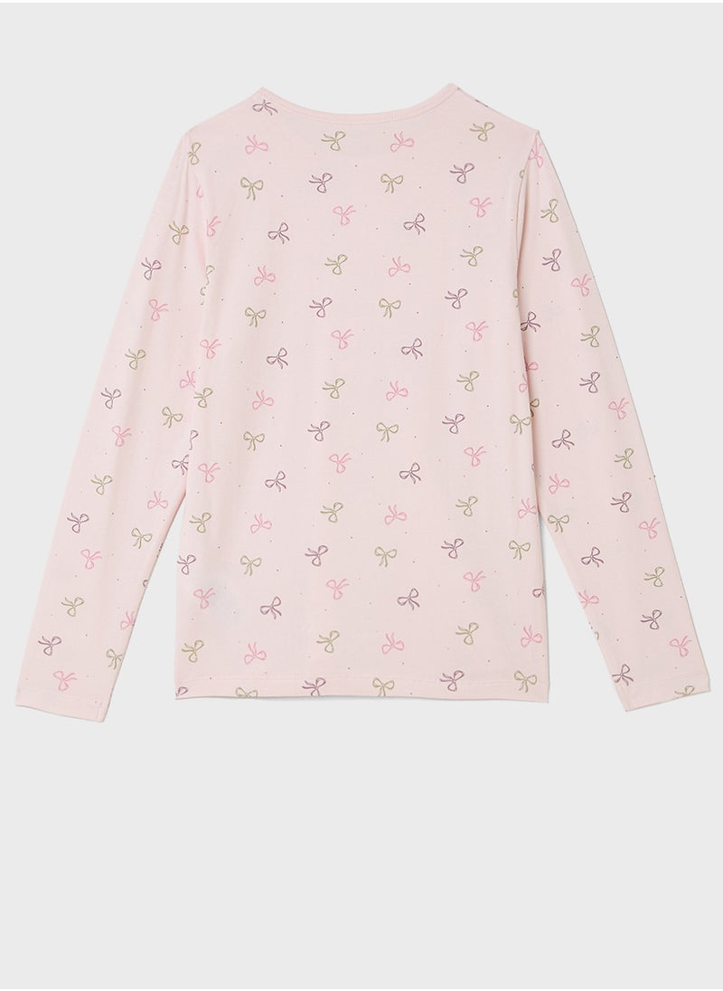 NAME IT - Kids Bow Printed Pyjama Sets - Image 1