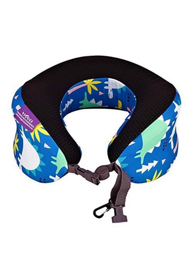 Viaggi Inova Printed U Shaped Pillow Memory Foam Travel Neck Pillow, Neck Pain Relief Comfortable Super Soft Cervical Pillow - Blue - Image 1