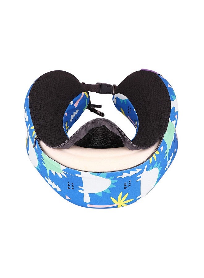 Viaggi Inova Printed U Shaped Pillow Memory Foam Travel Neck Pillow, Neck Pain Relief Comfortable Super Soft Cervical Pillow - Blue - Image 4