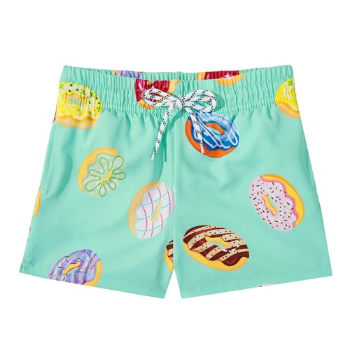 Durio Boys Quick Drying Swim Trunks Shorts Summer Swimsuit Swimwear Green Donuts 10-12 Years - Image 1