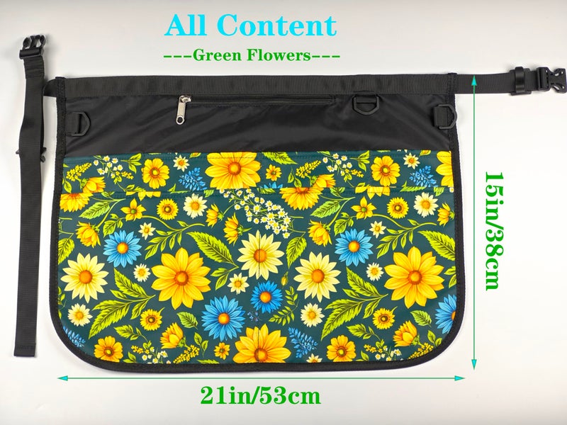 Bafelia Garden Apron for Women with 7 Pocket,Half Florist Apron Harvesting Apron (Green Flowers) - Image 4