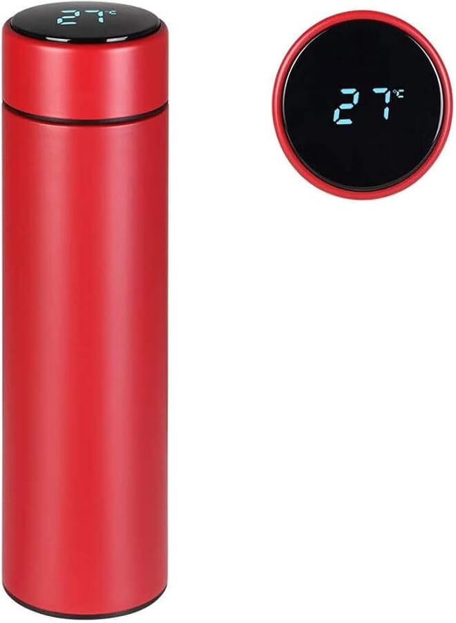 AEC Smart LED Active Temperature Display Indicator Insulated Stainless Steel Hot & Cold Flask Bottle (Red, 500ml)