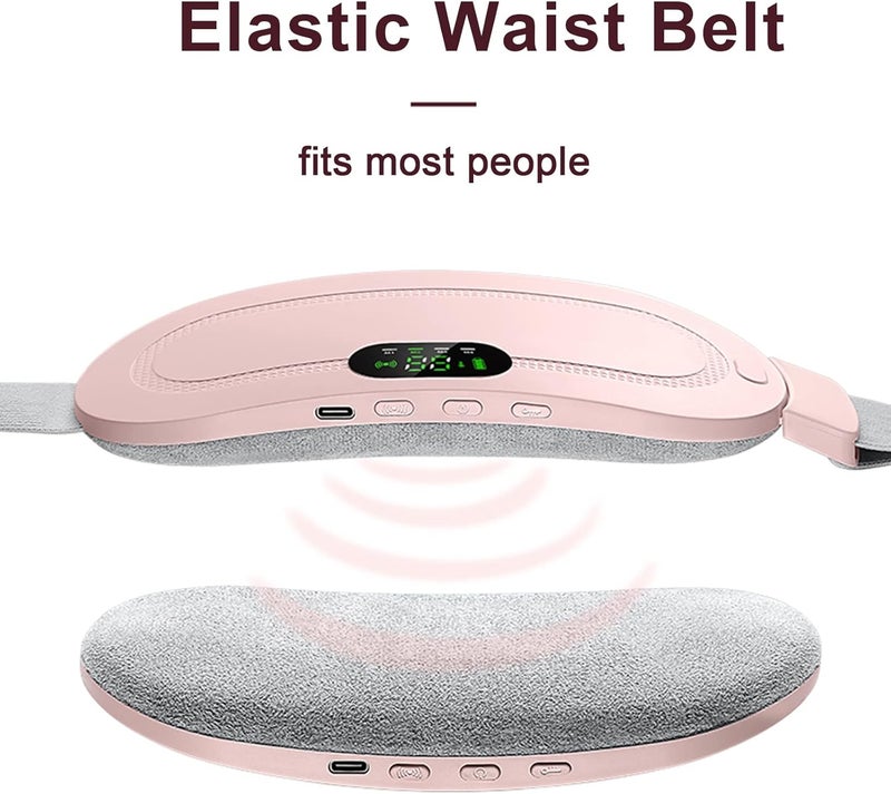 Eacam Heating Pad Electric Waist Belt Device Portable Cordless Fast Heating 3 Temperature Modes 4 Massage Speeds for Back Pain Relief USB Charging Belly Warm Heating Pad for Girls Women - Image 4