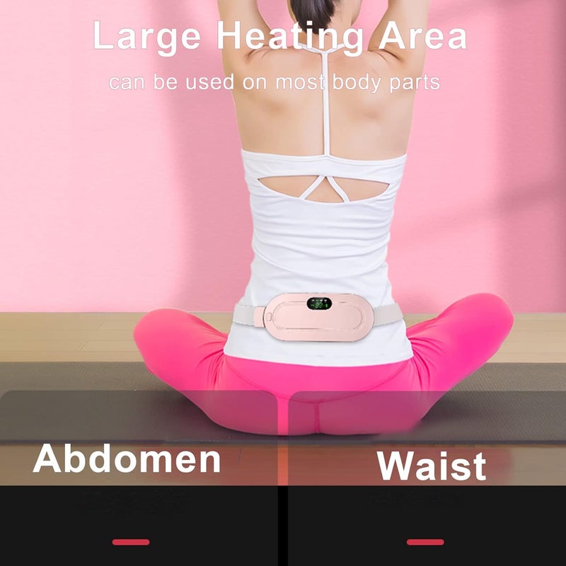 Eacam Heating Pad Electric Waist Belt Device Portable Cordless Fast Heating 3 Temperature Modes 4 Massage Speeds for Back Pain Relief USB Charging Belly Warm Heating Pad for Girls Women - Image 5