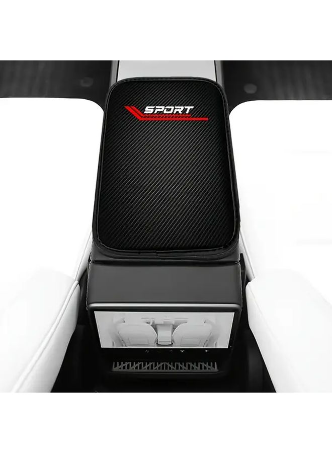 Black Carbon Fiber Center Console Armrest Pad For SUV Truck Interior Upgrade - Image 3
