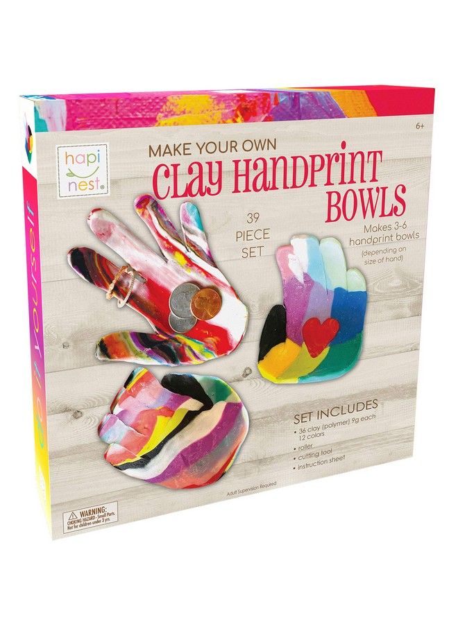 Hapinest Make Your Own Clay Handprint Bowls Craft Kit For Kids Boys And Girls Ages 6 Years And Up - Image 2