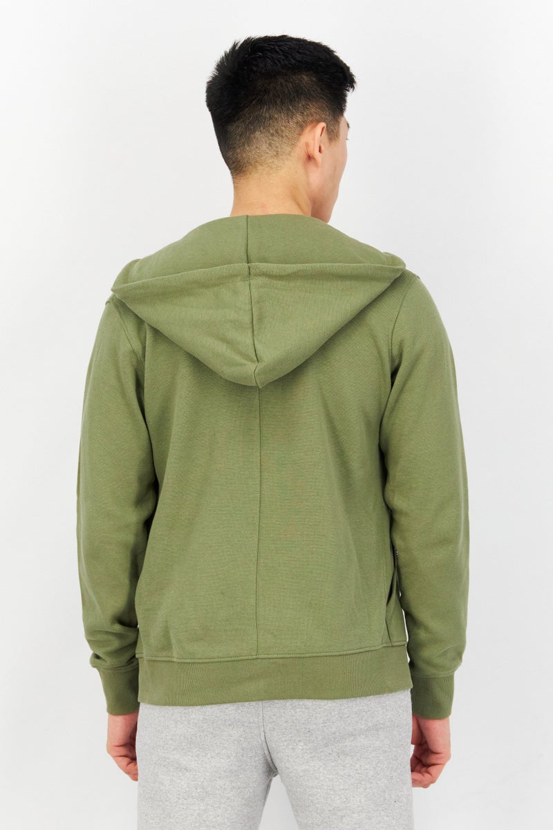 Celio Men Plain Hooded Jacket Shirt, Green - Image 4