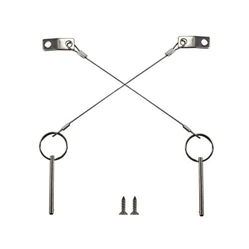 keehui 2PIECES of Bimini Top Ball Pin with Lanyard Dia 3/16"(4.8MM) , Usable Length 2"(50mm), Total Length 2-1/2"(63mm) Full 316 Stainless Steel, Quick Release Pin Marine Hardware - Image 1